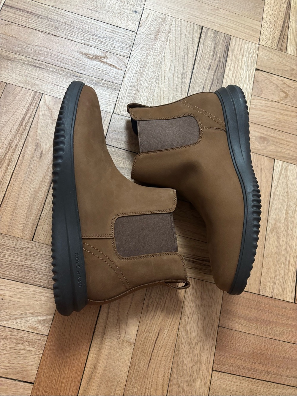 Cole Haan Grand+ Plus Chelsea Men's 11 Lumber/Java Nubuck Leather Boots C38789